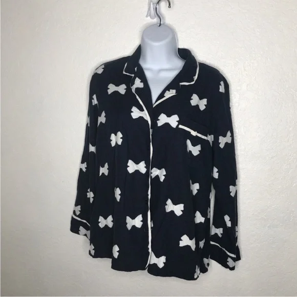 Kate Spade Bow Pajama Top Black Top XL - Picture 7 of 8